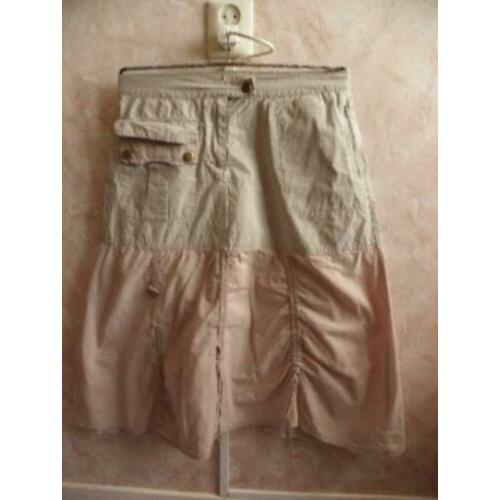 Aparte 2 kleuren beige katoenen college rok FRANSA mt M goed