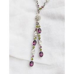 Swarovski kristallen ketting, paars en groen, nieuw