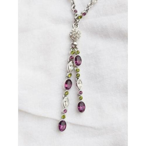Swarovski kristallen ketting, paars en groen, nieuw