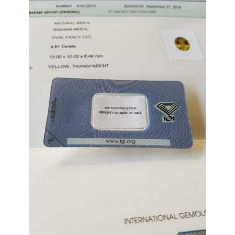 Golden Beryl Edelsteen 4.81 ct. €125,-.