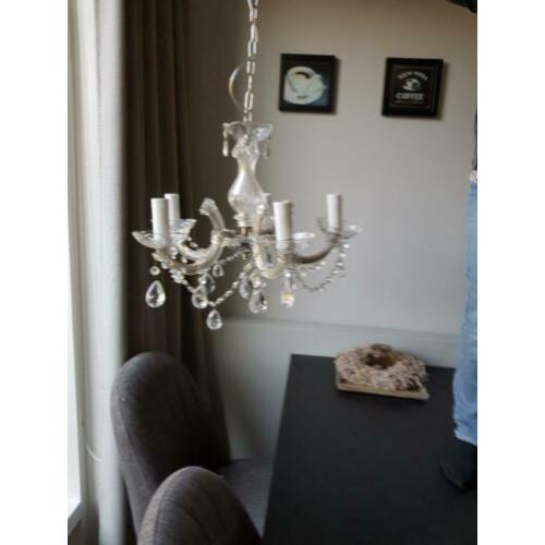 Hanglamp zilverkleurig met 5 lampjes.