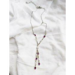 Swarovski kristallen ketting, paars en groen, nieuw
