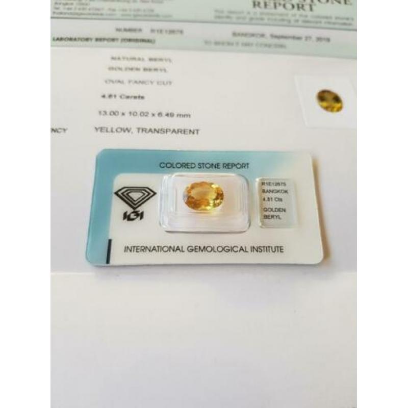 Golden Beryl Edelsteen 4.81 ct. €125,-.