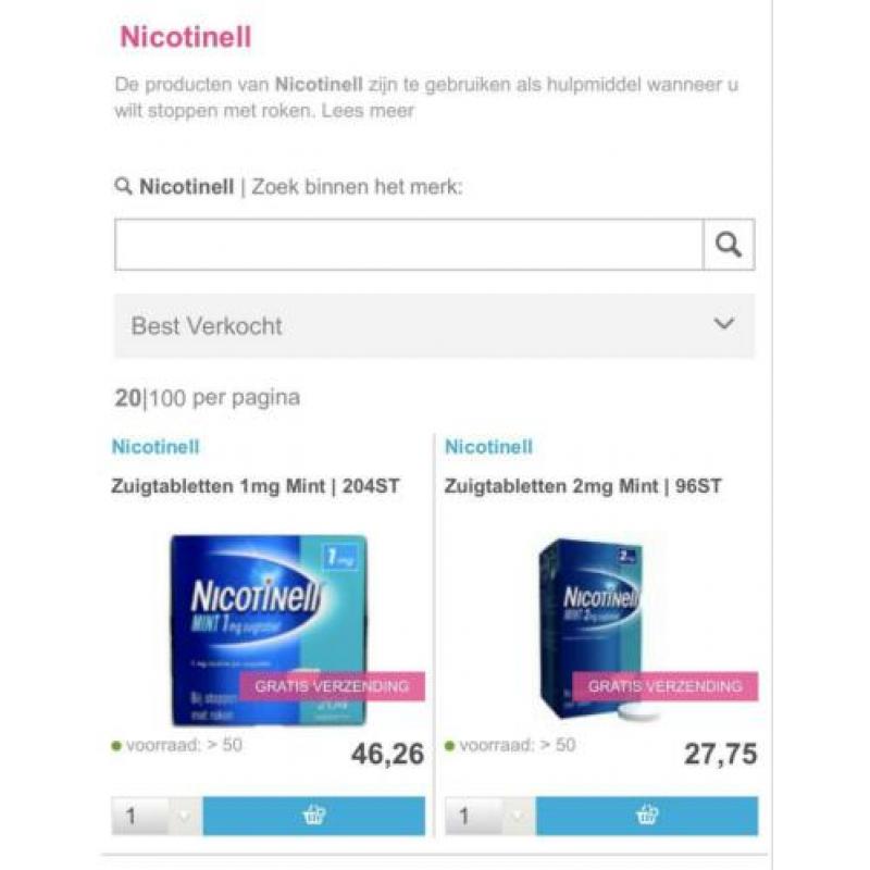 Nicotinell zuigtabletten. 3 verpakkingen. Nieuw.
