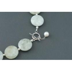 AQUAMARIJN (20 mm gefacetteerd) ketting/oorhanger-set