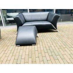 Nieuw Rolf Benz 322 2 Zits bank zwart leer bankstel zithoek
