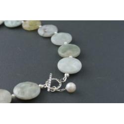 AQUAMARIJN (20 mm gefacetteerd) ketting/oorhanger-set