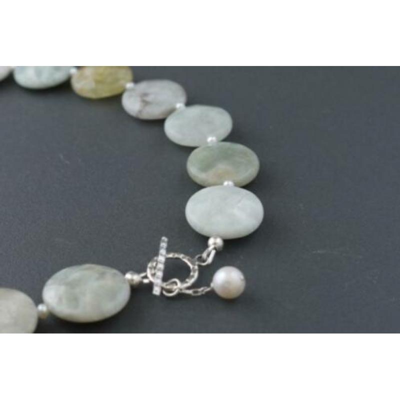 AQUAMARIJN (20 mm gefacetteerd) ketting/oorhanger-set