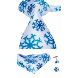 Set stropdas pochet manchetknopen tinten blauw-wit Sterren