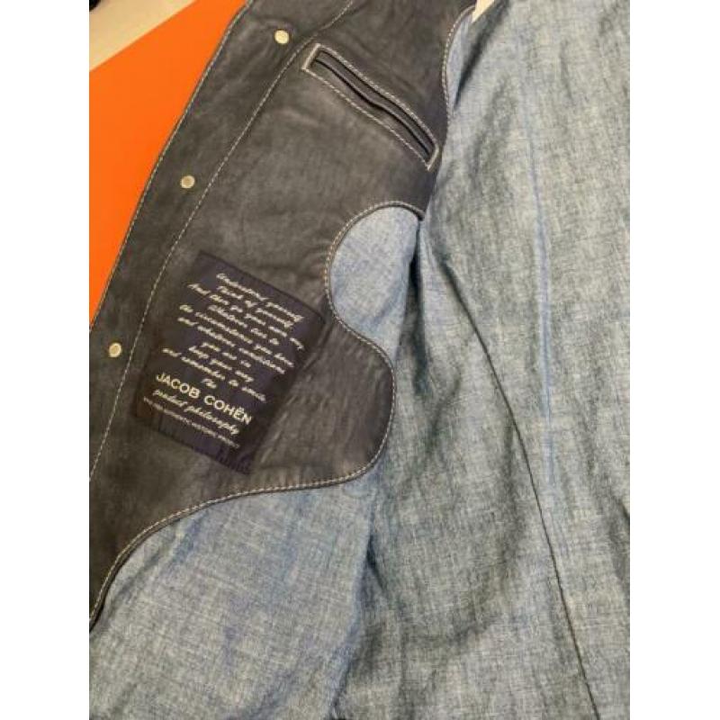 Originele jacob cohen jeans Blauw leren jas 52 en 54 NIEUW