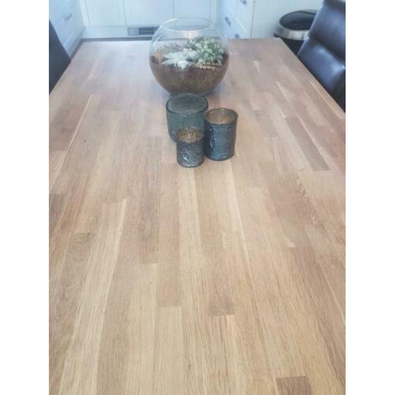 Eiken eettafel 200x90cm met 6 stoelen