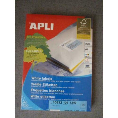 Apli witte etiketten stickers 99,1 x 34 mm Nieuw