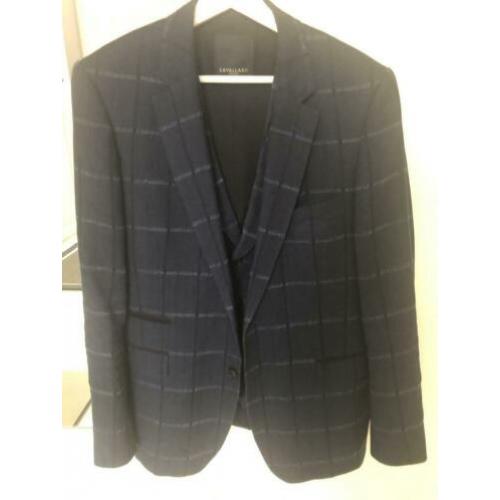 Cavallaro heren colbert met gillet donkerblauwe ruit mt 50