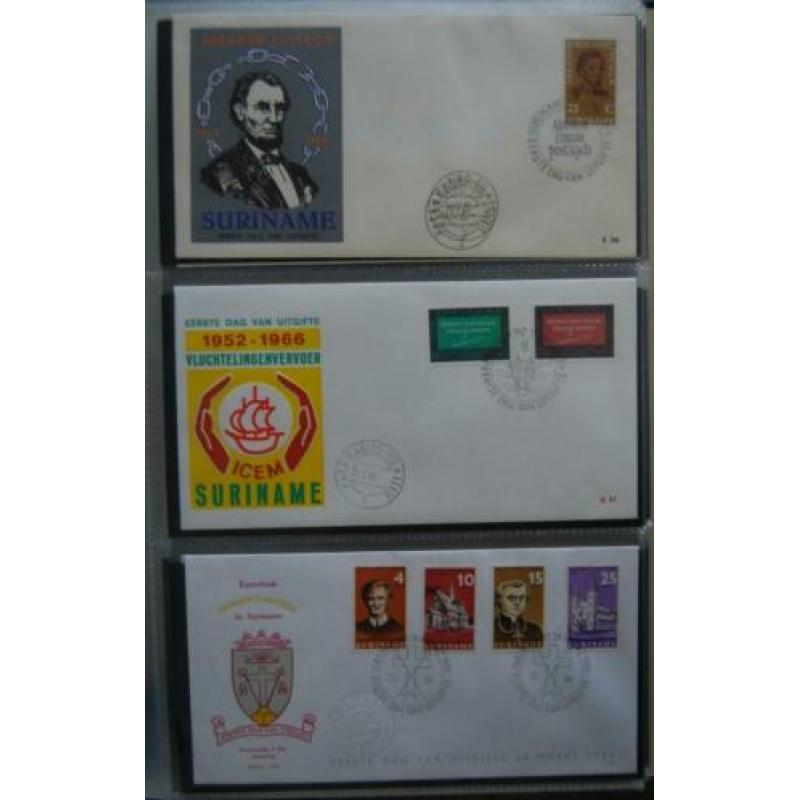 Suriname, 1e dag enveloppen, E36 t/m E59-E90 t/m E114