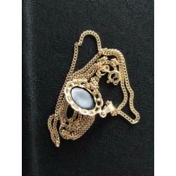 Gouden Gourmet ketting en antieke hanger 14 karaat