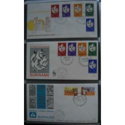Suriname, 1e dag enveloppen, E36 t/m E59-E90 t/m E114