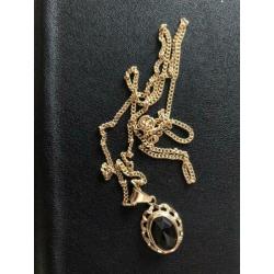 Gouden Gourmet ketting en antieke hanger 14 karaat