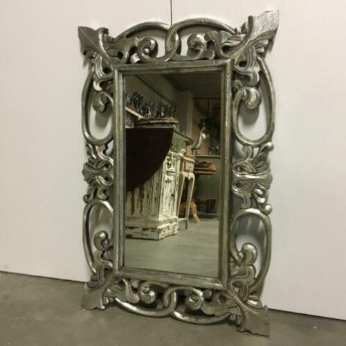 Barok Spiegel - houten lijst - zilver - 90 x 60 cm-TTM Wonen