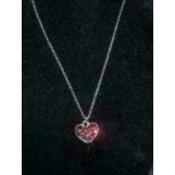 ketting rood hart kristal steentjes, NIEUW