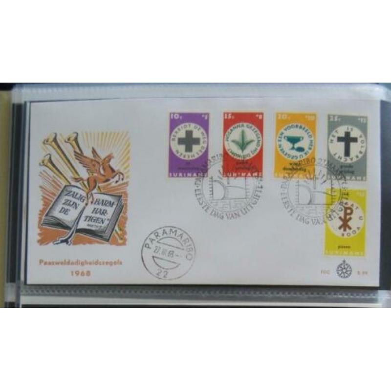 Suriname, 1e dag enveloppen, E36 t/m E59-E90 t/m E114