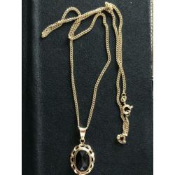 Gouden Gourmet ketting en antieke hanger 14 karaat