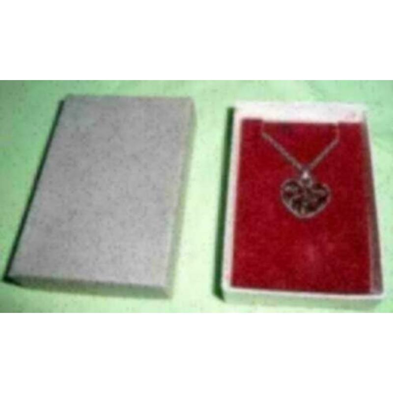 ketting rood hart kristal steentjes, NIEUW