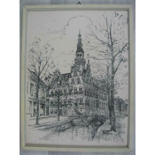 Kokie Molsbergen: Stadhuis van Franeker, litho