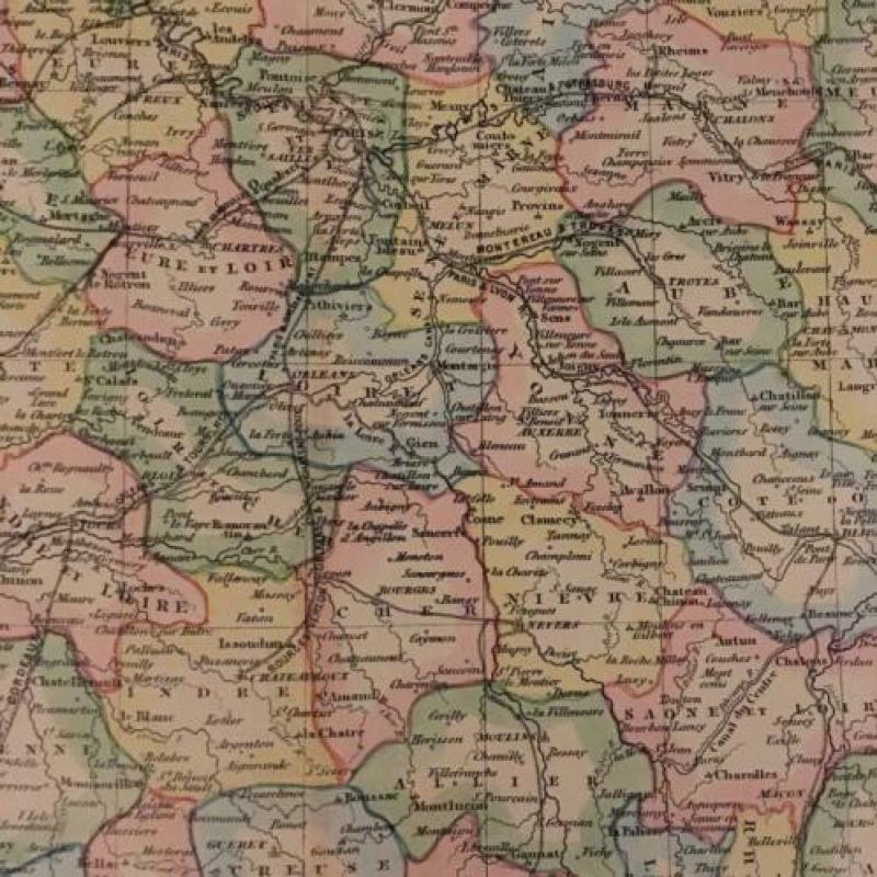 Oude geografische kaart Frankrijk