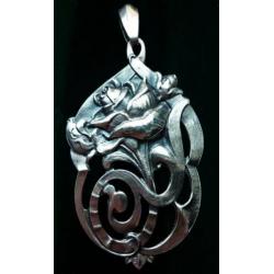 Antiek Zilveren Art Nouveau Jugendstil Rozen Kettinghanger