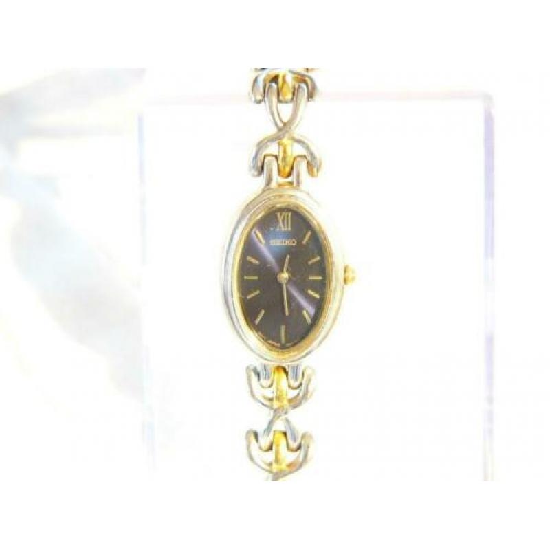 Seiko quartz dames horloge zwarte wijzerplaat