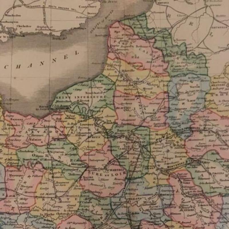 Oude geografische kaart Frankrijk