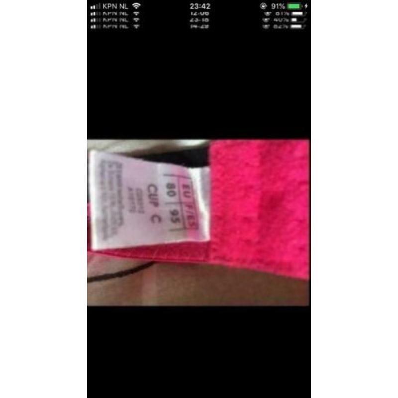BH pink / zwart maat 80C. NIEUW