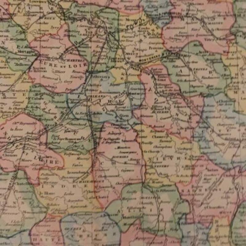 Oude geografische kaart Frankrijk