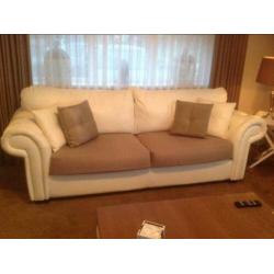 Leren bankstel wit, zeer mooi 3 & 2 zit & Loveseat