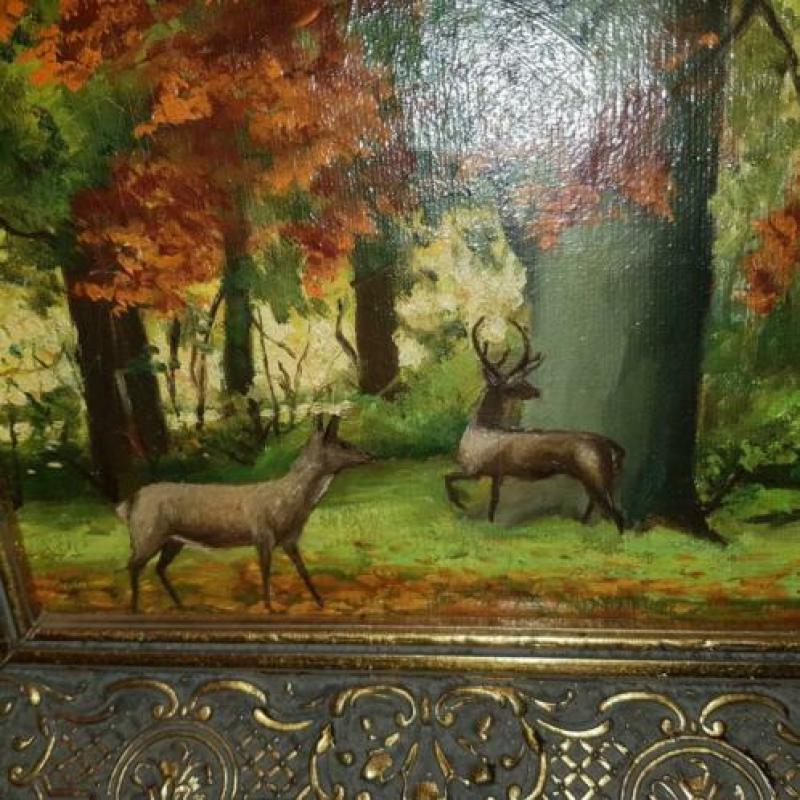 Olieverf schilderij landelijk 1932gemaakt zie foto's 25x30cm