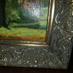 Olieverf schilderij landelijk 1932gemaakt zie foto's 25x30cm