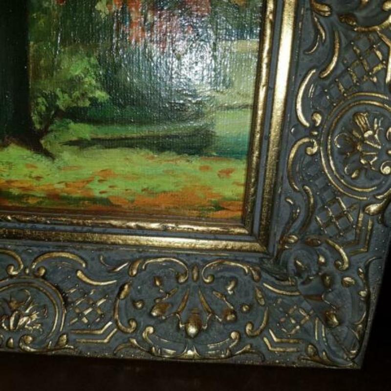 Olieverf schilderij landelijk 1932gemaakt zie foto's 25x30cm