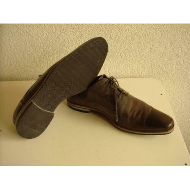 VAN LIER heren veterschoenen, maat 42, grijs leder (4)