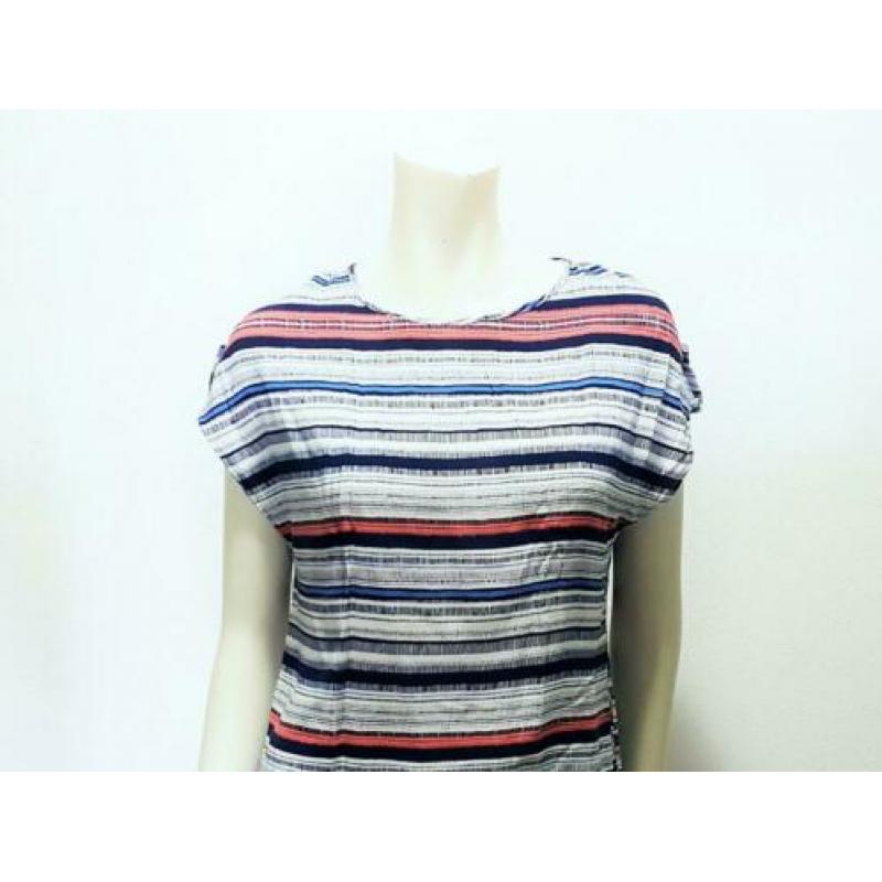 Top blauw wit luchtig zomer shirt korte mouw mt. 38 M: 5,-
