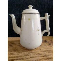 Art Deco emaille koffiekan koffiepot schaatshandvat