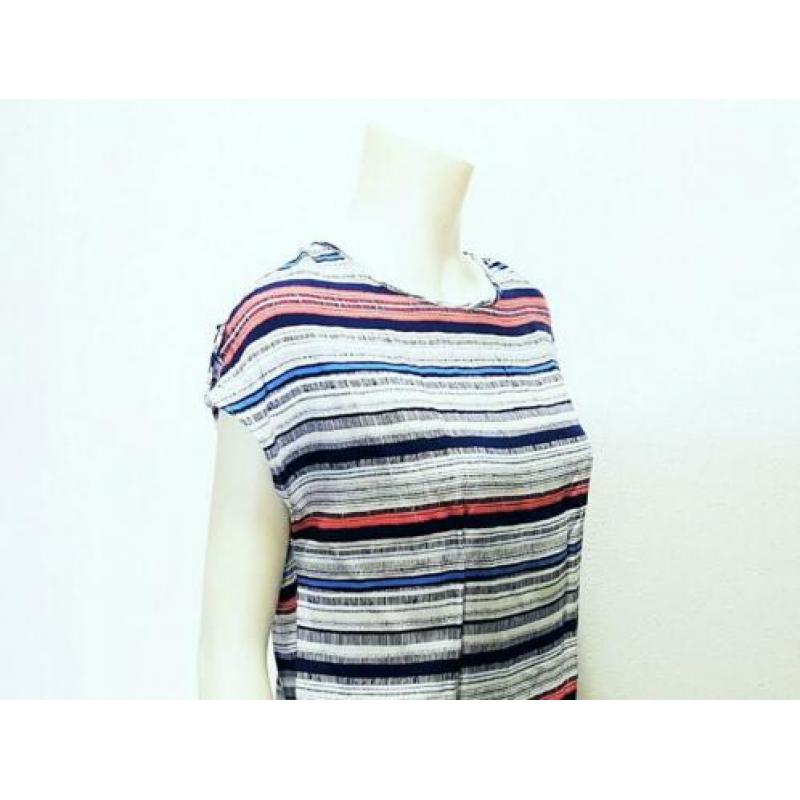 Top blauw wit luchtig zomer shirt korte mouw mt. 38 M: 5,-