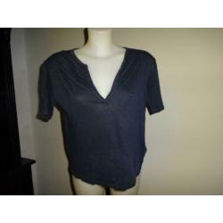 D4A Ba&sh stoer trendy shirt linnen kleur print op de rug S