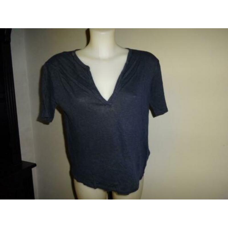 D4A Ba&sh stoer trendy shirt linnen kleur print op de rug S