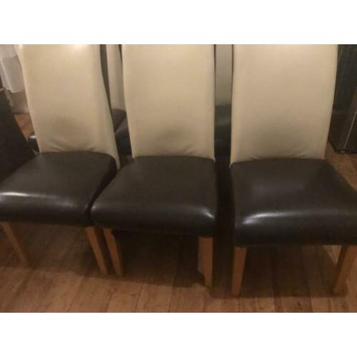 6 eetstoelen beige / bruin