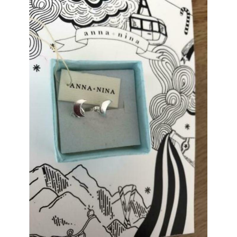 Anna Nina oorbellen zilver 925 nieuw paar maan