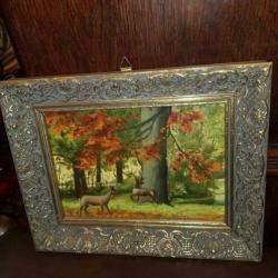 Olieverf schilderij landelijk 1932gemaakt zie foto's 25x30cm