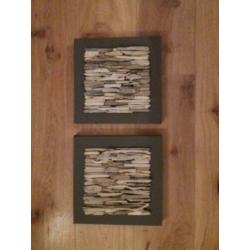3 x canvas lijst met driftwood nieuw per stuk