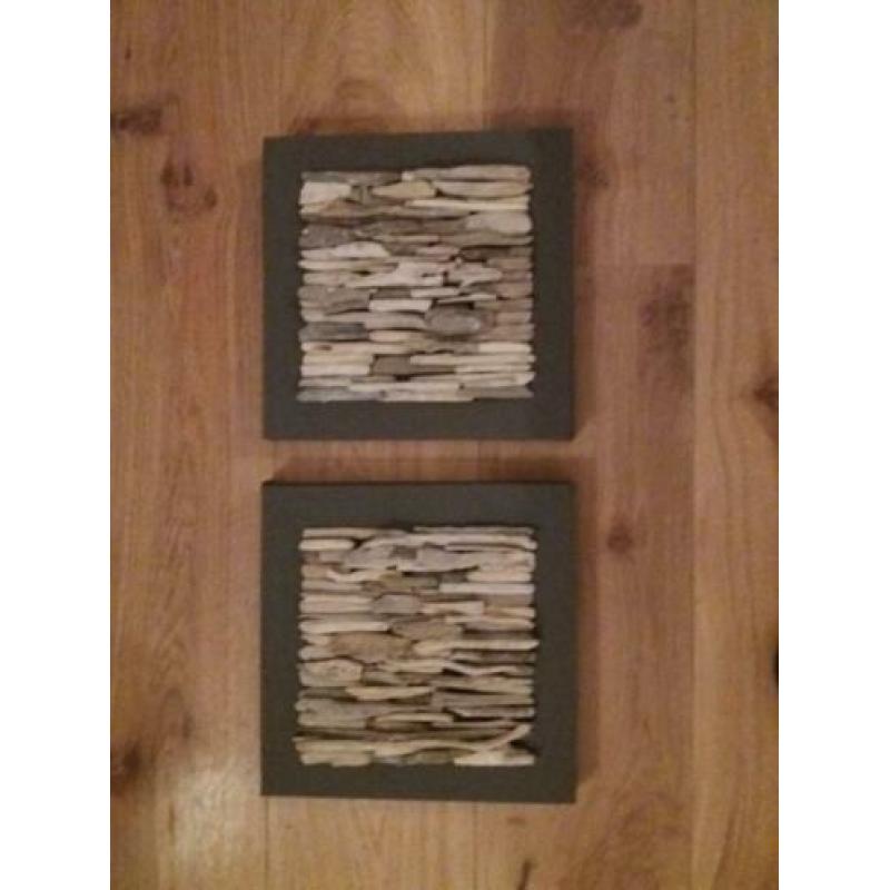 3 x canvas lijst met driftwood nieuw per stuk