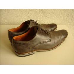 VAN LIER heren veterschoenen, maat 42, grijs leder (4)