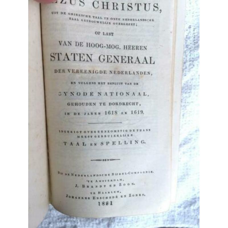 Statenbijbel 1881 NT Psalmen Gezangen zakbijbeltje